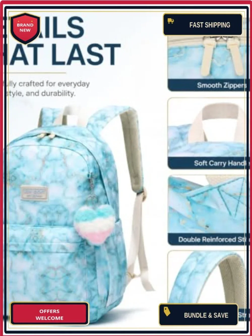 30L Water Resistant Laptop Backpack with Anti-Theft Pocket